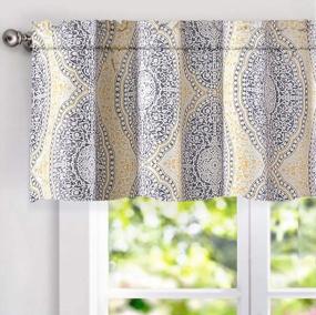 img 4 attached to Stylish DriftAway Adrianne Yellow And Gray Valance With Damask And Floral Design - 52X18 Inches