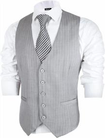 img 2 attached to Men'S Pinstripe Business Suit Vest - Formal Dress Tuxedo Waistcoat By Alizeal