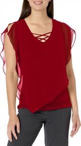 img 2 attached to Women'S Criss-Cross Popover Top By AGB: Look Stylish And Feel Comfortable!