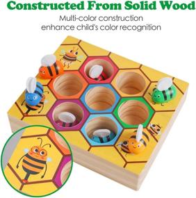 img 2 attached to Toddler Fine Motor Skill Toy, Clamp Bee To Hive Matching Game, Montessori Wooden Bee Hive Toys For Toddlers,Wood Color Sorting Puzzle Early Learning Preschool Educational Gift For 2 3 4 Years Old Kids