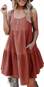 img 4 attached to Sleeveless Tunic Dress For Women With Pockets, Flowy Babydoll Style, Ruffle Detailing, And Casual Swing Fit - Perfect Sundress Option For Any Occasion.