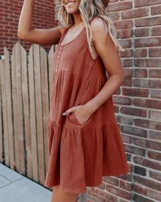 img 3 attached to Sleeveless Tunic Dress For Women With Pockets, Flowy Babydoll Style, Ruffle Detailing, And Casual Swing Fit - Perfect Sundress Option For Any Occasion.