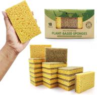 🌿 airnex 18 pack biodegradable natural kitchen sponge - compostable cellulose & coconut-walnut scrubber sponge - eco-friendly sponges for dishwashing logo