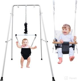 img 4 attached to 👶 Hapfan 2-in-1 Baby Jumper and Toddler Swing Set with Stand - Perfect Swing Set for Toddlers