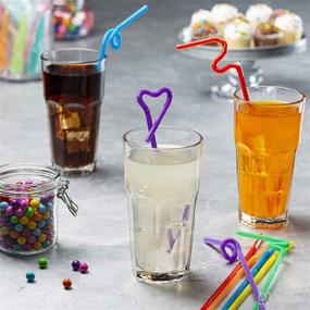 img 2 attached to 🥤 [200 Pack] Assorted Color Long Flexible Disposable Plastic Drinking Straws - 10.02" High