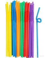 🥤 [200 pack] assorted color long flexible disposable plastic drinking straws - 10.02" high logo