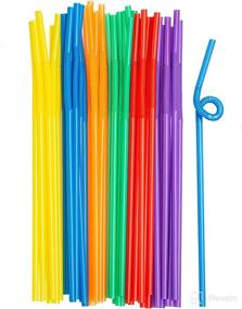 img 4 attached to 🥤 [200 Pack] Assorted Color Long Flexible Disposable Plastic Drinking Straws - 10.02" High