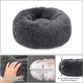 img 3 attached to Cozy TORMAYS Calming Donut Dog Bed: Plush Round Cuddler Cushion, Anti-Anxiety Faux Fur, Self-Warming Comfort for Dogs & Cats (Various Sizes & Colors)