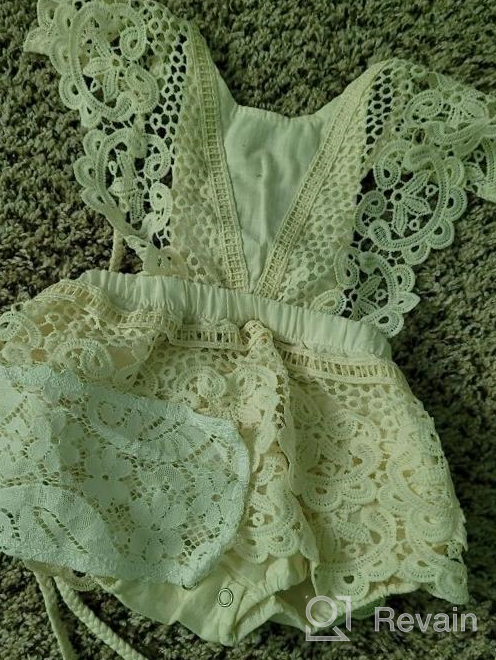 img 1 attached to 2Pcs Newborn Baby Girl Lace Ruffles Sleeve Bodysuit Backless Jumpsuit Romper Set Clothes review by Tim Pulse