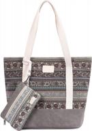 arcenciel canvas boho tote bag for women shoulder hobo purse beach handbags work school travel shopping pack (grey) logo