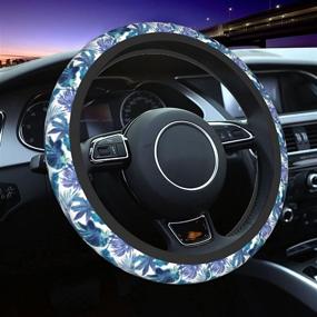 img 4 attached to Blue Leaf Car Steering Wheel Cover Car Accessories For Women Girl Girly Cute Universal 15 Inch Neoprene Truck Decorations Protector Anti-Slip