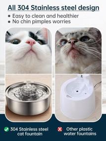 img 2 attached to Stainless Steel 2.0L/67Oz Cat Water Fountain - Automatic Circulating, Ultra-Quiet Pump With LED Light, Dishwasher Safe!