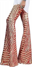 img 4 attached to Women'S High Waisted Wide Leg Sequin Palazzo Pants By BLENCOT - Trendy Bell Bottoms With Flared Trousers