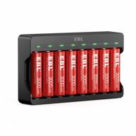 ebl 8-pack rechargeable lithium aa batteries with smart charger - long-lasting 1.5v aa li-ion batteries logo