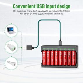 img 1 attached to EBL 8-Pack Rechargeable Lithium AA Batteries With Smart Charger - Long-Lasting 1.5V AA Li-Ion Batteries