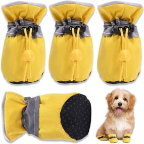 img 4 attached to Hoolava Dog Shoes: Non-Slip Winter Boots with Reflective 🐾 Straps - Paw Protector for Small Medium Dogs and Puppies (4PCs)