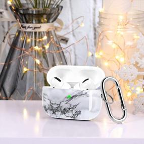 img 2 attached to White Marble Protective Shockproof Hard Case Cover With Keychain For Apple AirPods Pro 3RD (2019) Charging Cases - Compatible With AirPods Pro Accessories.