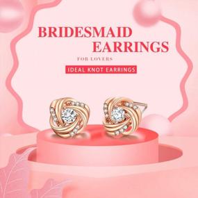 img 1 attached to Bridesmaid Proposal Earring For Women Cubic Zirconia Love Knot Stud Earrings I Couldn'T Tie The Knot Without You Rose Gold/Silver Bridesmaids Earrings Set Of 6 Wedding Hypoallergenic Girls Jewelry