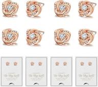 bridesmaid proposal earring for women cubic zirconia love knot stud earrings i couldn't tie the knot without you rose gold/silver bridesmaids earrings set of 6 wedding hypoallergenic girls jewelry logo