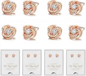 img 4 attached to Bridesmaid Proposal Earring For Women Cubic Zirconia Love Knot Stud Earrings I Couldn'T Tie The Knot Without You Rose Gold/Silver Bridesmaids Earrings Set Of 6 Wedding Hypoallergenic Girls Jewelry