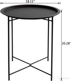 img 3 attached to 🌑 Frosted Black Folding Tray Metal Side Table - Small Round End Table for Indoor or Outdoor Use - Anti-Rust, Waterproof Snack Table - Accent Coffee Table - Dimensions: (H) 20.28", (D) 18.11