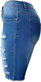 img 2 attached to Get Comfy And Fashionable With Aodrusa'S Womens Elastic Waist Denim Shorts