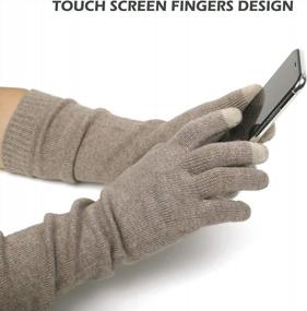 img 2 attached to Stay Warm And Connected: F Flammi Touchscreen Knit Gloves With Cashmere Blend For Women