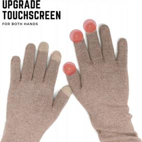 img 3 attached to Stay Warm And Connected: F Flammi Touchscreen Knit Gloves With Cashmere Blend For Women