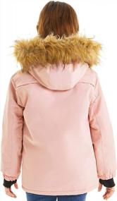 img 2 attached to Водонепроницаемая ветрозащитная зимняя лыжная куртка для девочек, флисовое зимнее пальто, дождевик с капюшоном на открытом воздухе