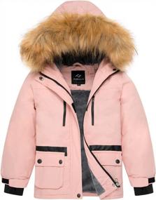 img 4 attached to Водонепроницаемая ветрозащитная зимняя лыжная куртка для девочек, флисовое зимнее пальто, дождевик с капюшоном на открытом воздухе