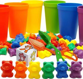img 2 attached to Montessori Lacing Beads And Rainbow Counting Bears For Toddlers - Skoolzy Preschool Activities Toy Set For Fine Motor Skills, Occupational Therapy, Autism And OT