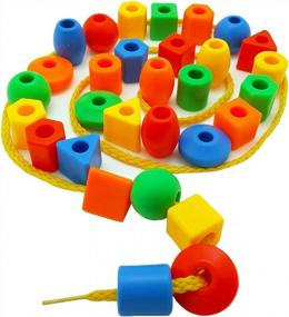 img 3 attached to Montessori Lacing Beads And Rainbow Counting Bears For Toddlers - Skoolzy Preschool Activities Toy Set For Fine Motor Skills, Occupational Therapy, Autism And OT