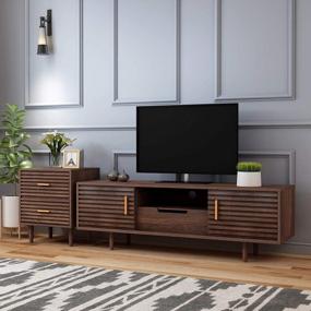 img 3 attached to Mecor Mid-Century Modern TV Stand W/End Table Home Media Entertainment Center Set For TVs Up To 60",TV Console Storage Cabinet Living Room Brown