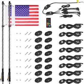 img 3 attached to OHMU 2Pcs 4FT LED Whip Lights And 3Rd-Gen Rock Lights Cambo With Bluetooth And Remote,Upgraded Neon Spiral RGB Chase Light Offroad Rising Warning Lighted Antenna Whips For UTV ATV RZR Can-Am SXS Truck