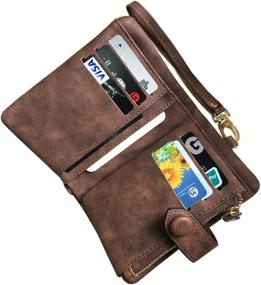 img 2 attached to Womens Bifold Leather Blocking Wristlet Women's Handbags & Wallets ~ Wallets