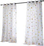 kotile sheer door curtain panels with gold foil star pattern - perfect for nursery or kid's bedroom (2 panels, 52x63 inches) logo