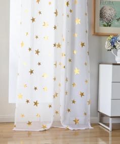img 1 attached to Kotile Sheer Door Curtain Panels With Gold Foil Star Pattern - Perfect For Nursery Or Kid'S Bedroom (2 Panels, 52X63 Inches)