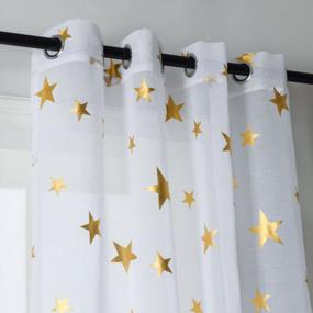 img 2 attached to Kotile Sheer Door Curtain Panels With Gold Foil Star Pattern - Perfect For Nursery Or Kid'S Bedroom (2 Panels, 52X63 Inches)