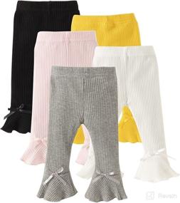 img 4 attached to 🌈 U·nikaka Toddler Baby Girl 0-48 Months 5-Pack Pants: The Perfect Blend of Style and Comfort in Grey, White, Black, Orange, and Pink