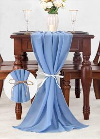 img 3 attached to Romantic Blue Chiffon Table Runner - 10Ft X 27X120 Inches - Ideal For Sheer Bridal Baby Showers, Parties, And Wedding Table Decorations - Joybest
