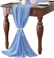 romantic blue chiffon table runner - 10ft x 27x120 inches - ideal for sheer bridal baby showers, parties, and wedding table decorations - joybest logo