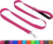 taglory nylon dog leash 6ft, soft padded handle pet reflective leashes for medium large dogs walking & training, hot pink logo