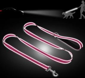 img 3 attached to Taglory Nylon Dog Leash 6Ft, Soft Padded Handle Pet Reflective Leashes For Medium Large Dogs Walking & Training, Hot Pink