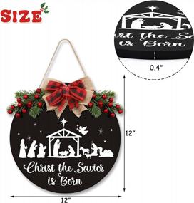 img 3 attached to Christmas Door Sign Wreath For Front Door Nativity Ornaments Jesus Christ The Savior Is Born Rustic Farmhouse Buffalo Plaid Decorations Christian Hanging Decor For Fireplace Porch Indoor Outdoor BLACK