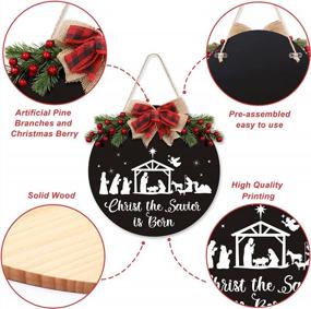 img 2 attached to Christmas Door Sign Wreath For Front Door Nativity Ornaments Jesus Christ The Savior Is Born Rustic Farmhouse Buffalo Plaid Decorations Christian Hanging Decor For Fireplace Porch Indoor Outdoor BLACK