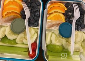img 5 attached to Shopwithgreen Set Of 3 Salad Food Storage Container To Go, 47-Oz Bento Box With Removable Tray & Dressing Pots, For Lunch, Snacks, School & Travel - Food Prep Storage Containers With Lids (Navy)