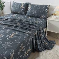 fadfay california king size sheet set farmhouse bedding 100% cotton 600 tc grey floral sheets shabby vintage gray bedding soft garden bed sheets gray deep pocket fitted sheet 17.5inch deep 4-piece logo
