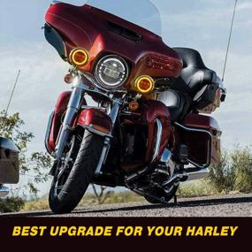 img 1 attached to 7-дюймовая светодиодная фара + 4,5-дюймовые светодиодные противотуманные фары с белым / желтым кольцом Halo + кронштейн фары, совместимый с Harley, одобрение DOT, черный