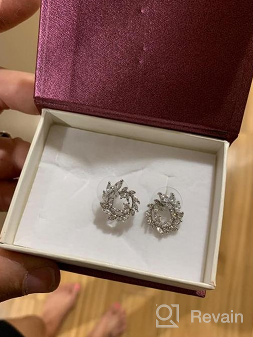 img 1 attached to 💎 CZ Cluster Earrings: Stunning Marquis-Cut Cubic Zirconia Bridal Studs for Wedding, Banquets, and Fashion Accessories review by Jaime Pulley