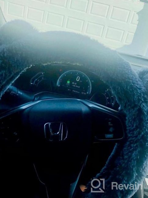 img 1 attached to Faux Fur Steering Wheel Cover, Two Tone Black/Brown With Glitter - Fits 14.5-15" Wheels - BDK Bear Fur Plush Fuzzy Car Truck Van SUV review by Zac Pewitt